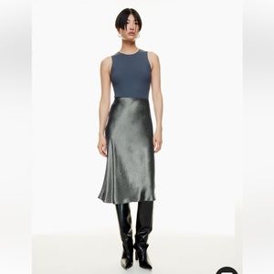Aritiza Silk Skirt - blue/grey